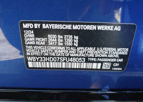 2025 BMW I4 Gran Coupe M50 z USA, uszkodzony, nr VIN WBY33HD07SFU48053